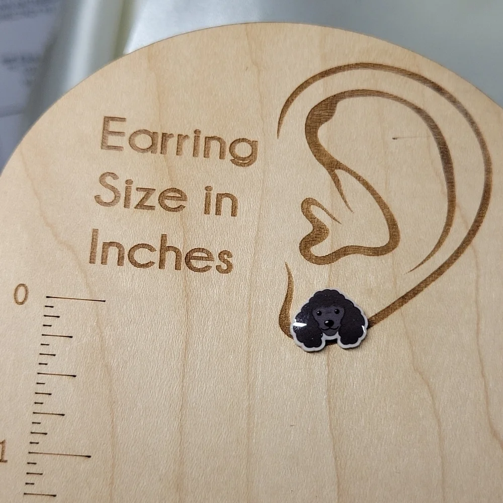 Chocolate Poodle Stud Earrings